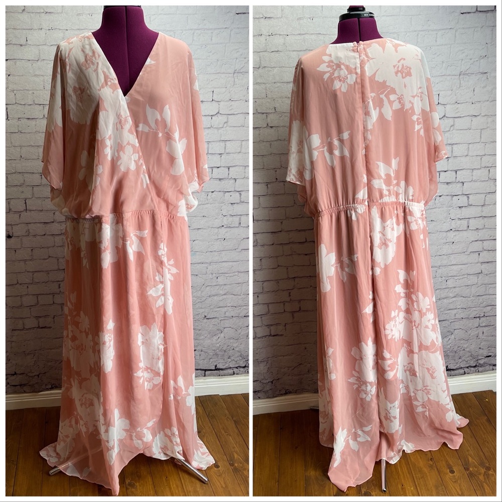 Lane Bryant size 28 pink floral faux wrap dress